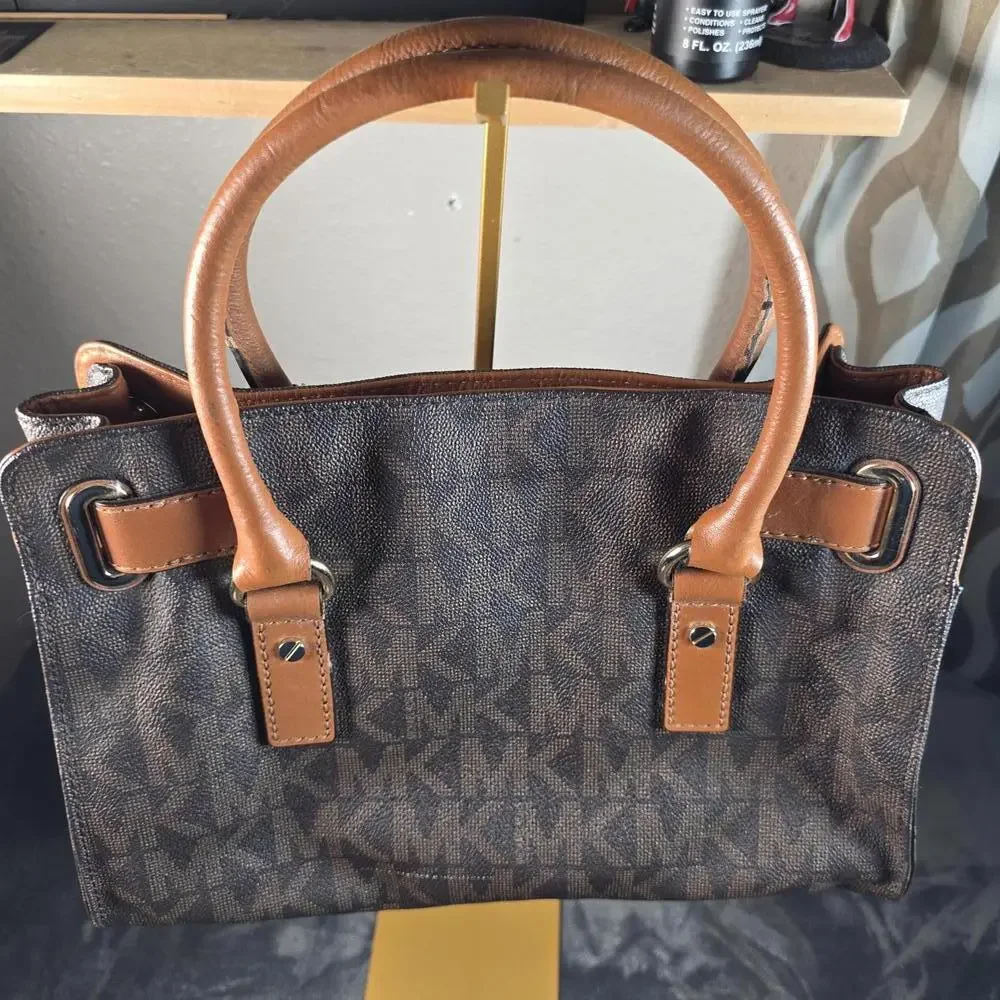 MICHAEL KORS Hamilton Tote Signature MK Logo Satchel Chain Strap Shoulder Bag